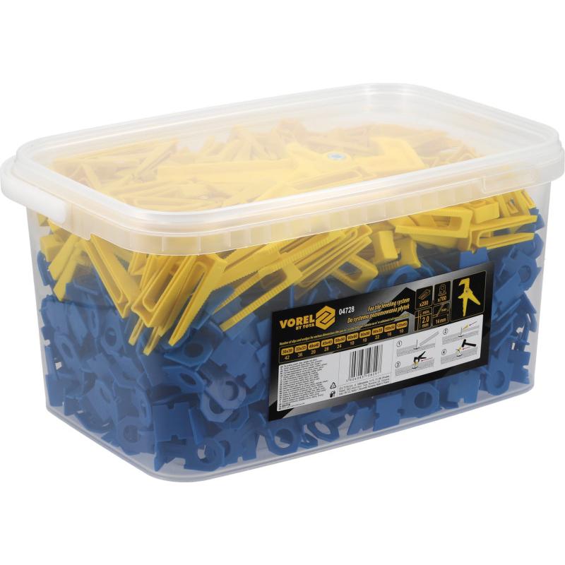 VOREL Burkolatszintező készlet 2 mm (700 talp + 200 ék+ fogó) VOREL Burkolatszintező készlet 2 mm (700 talp + 200 ék+ fogó)