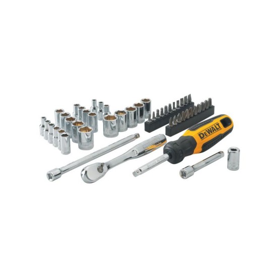 DEWALT Bithegy és dugókulcs készlet 50 részes 1/4''