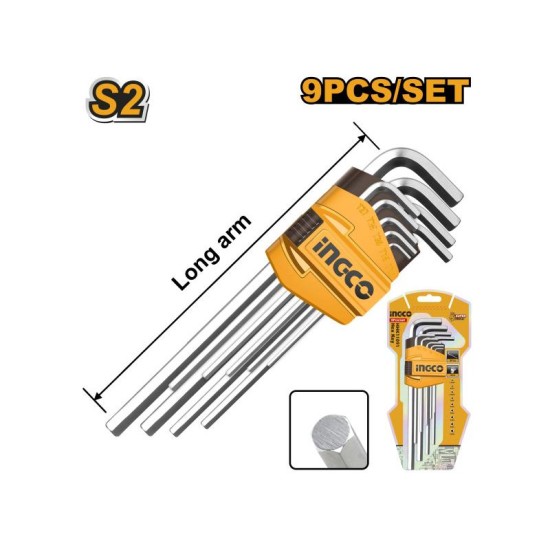 INGCO Imbuszkulcs készlet 9 részes 1,5-10 mm S2