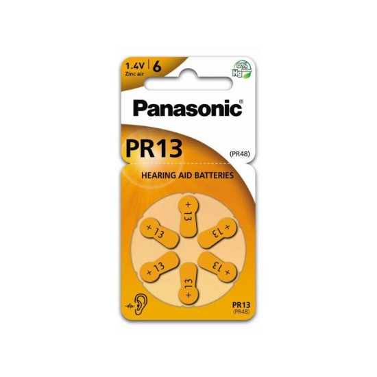 PANASONIC PR13 cink-levegő hallókészülék elem 1,4 V (6 db)