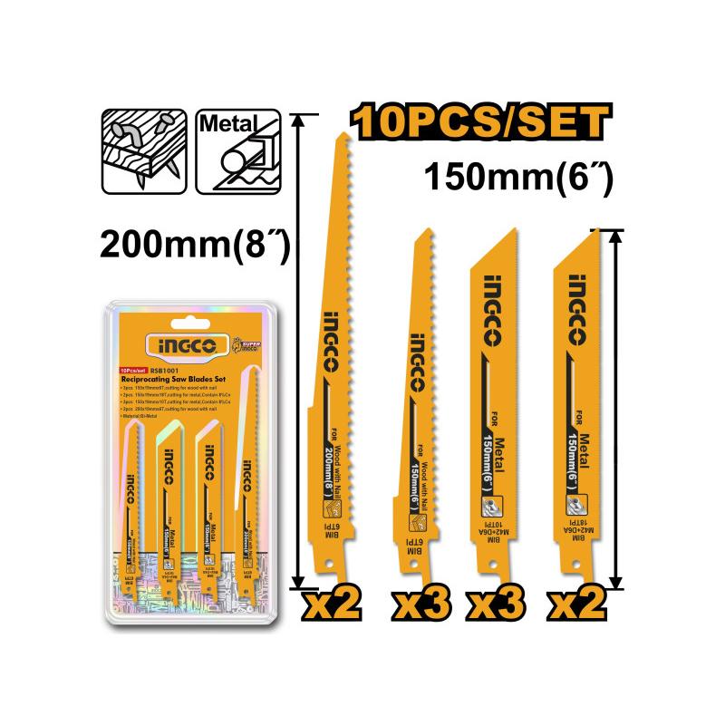 INGCO Szablyafűrészlap készlet (10 db) INGCO Szablyafűrészlap készlet (10 db)