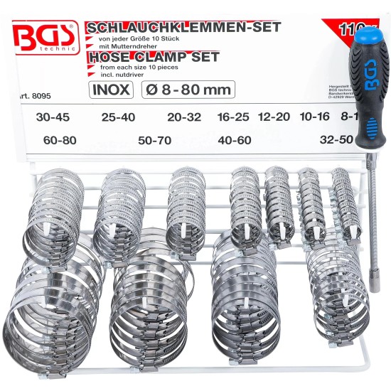 Bilincs készlet 111 db-os + ajándék bilncs csavarhúzó - rozsdamentes - BGS Bilincs készlet 111 db-os + ajándék bilncs csavarhúzó - rozsdamentes - BGS