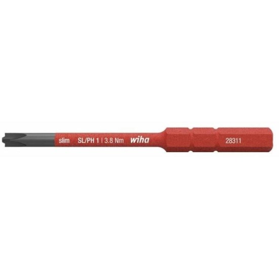 Szigetelt VDE 1000 V-os SlimBit electric bit hegy SL/PZ2x75 Wiha