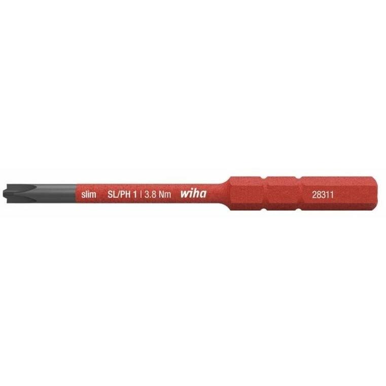 Szigetelt VDE 1000 V-os SlimBit electric bit hegy SL/PZ2x75 Wiha