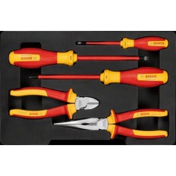 Tálcás Bosch VDE 1000V-os Fogó, csavarhúzó készlet 5 db-os