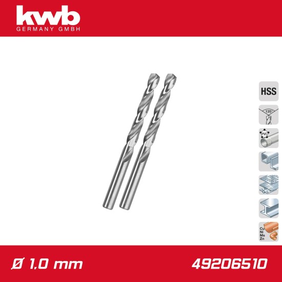 Csigafúró  1,0 mm HSS-G DIN 338 Silver Star 2 db-os - KWB