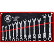 Csillag-villás racsnis-csuklós készlet 12 db-os 8-19 mm - Kraftmann