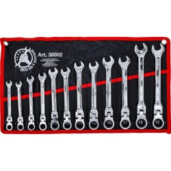 Csillag-villás racsnis-csuklós készlet 12 db-os 8-19 mm - Kraftmann