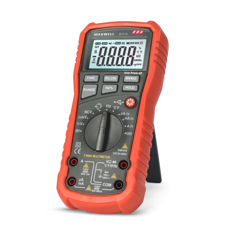 Multiméter, digitális DC 1000V / AC 750V NCV -  USB - Maxwell
