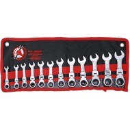 Csillag-villás racsnis-csuklós készlet 12r. 8-19 mm  rövid, 72 fogú - BGS