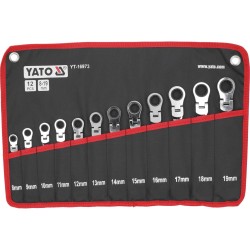 Csillag-villás racsnis-csuklós készlet 8-19 mm 12 részes 72 fogas - Yato