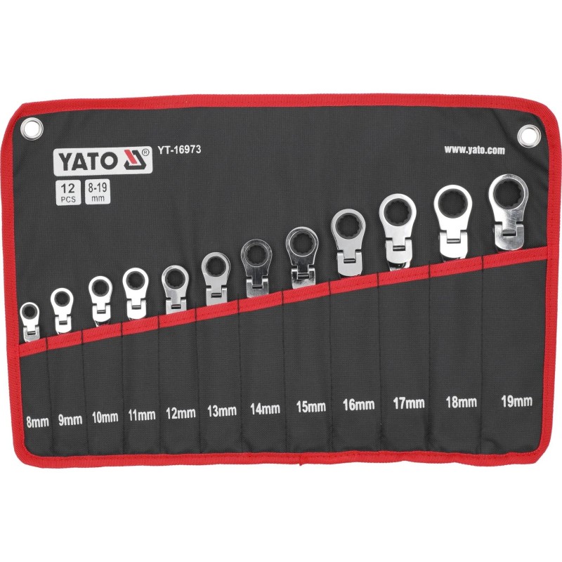 Csillag-villás racsnis-csuklós készlet 8-19 mm 12 részes 72 fogas - Yato Csillag-villás racsnis-csuklós készlet 8-19 mm 12 részes 72 fogas - Yato