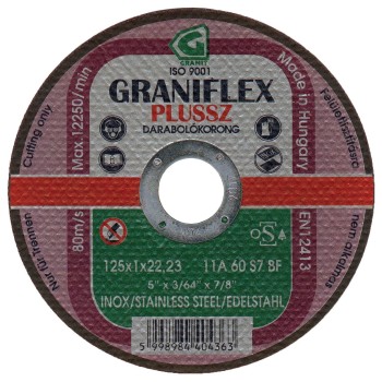 Vágókorong 125 x 1.0 x 22.23 mm INOX 11A60S7BF - Granit