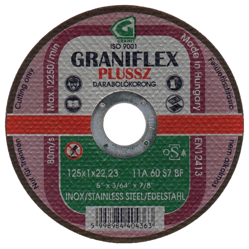 Vágókorong 125 x 1.0 x 22.23 mm INOX 11A60S7BF - Granit