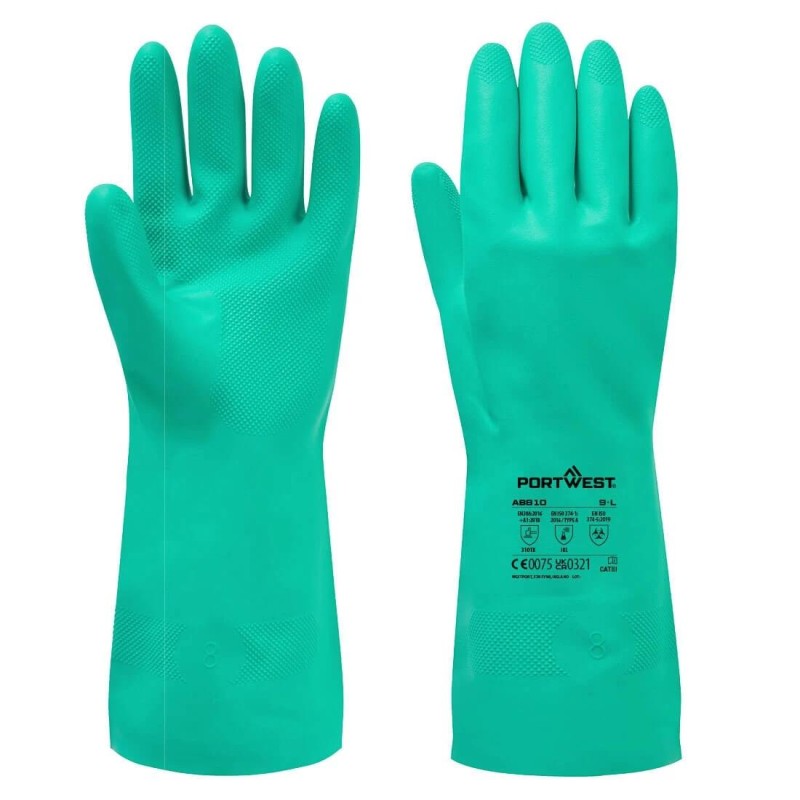 Alkatrészmosó Kesztyű 0,4 mm vastagság Nitril 32 cm  7/S - Portwest