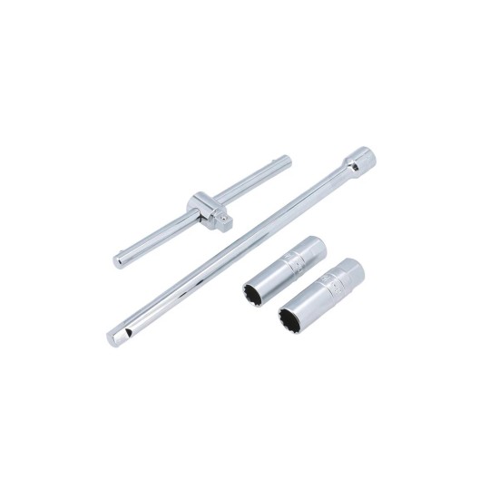 Gyertyakulcs készlet 3/8''-os vékony falú 14/16 mm 12 lap 4 db-os + T-szár
