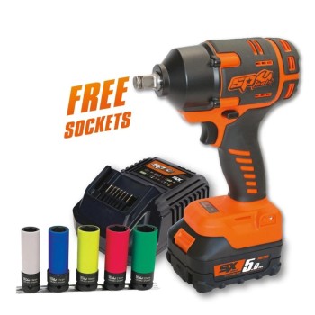 Ütvecsavarozó, akkus 18V  970 Nm 1/2'' 1 db 5.0Ah + 5db fej - SP Tools