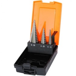 Lemezfúró, lépcsős - készletben 3 db-os HSS 4-12/4-20/6-30mm -SP Tools Lemezfúró, lépcsős - készletben 3 db-os HSS 4-12/4-20/6-30mm -SP Tools