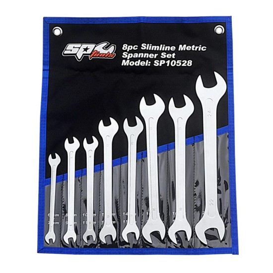 SP Tools SP10528 villás-villáskulcs készlet ultra vékony 8 db 6-24 mm SP Tools SP10528 villás-villáskulcs készlet ultra vékony 8 db 6-24 mm