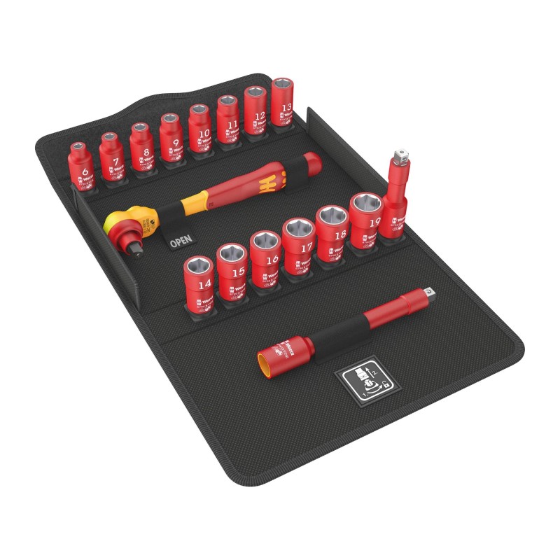 Dugókulcs készlet VDE 1000 V Szigetelt szerszám készlet 3/8'' 17 db-os -