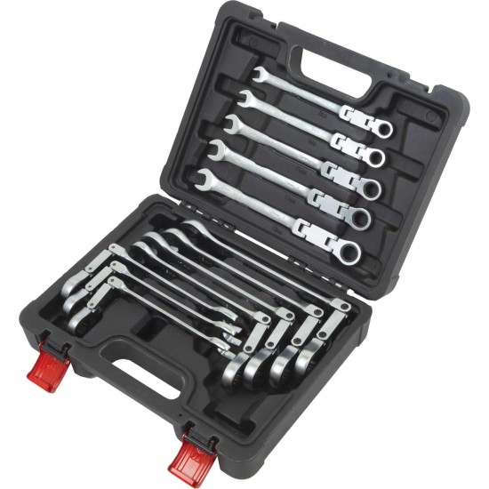 Csillag-villás racsnis-csuklós készlet 8-19 mm 12 részes - dupla csoklós Csillag-villás racsnis-csuklós készlet 8-19 mm 12 részes - dupla csoklós