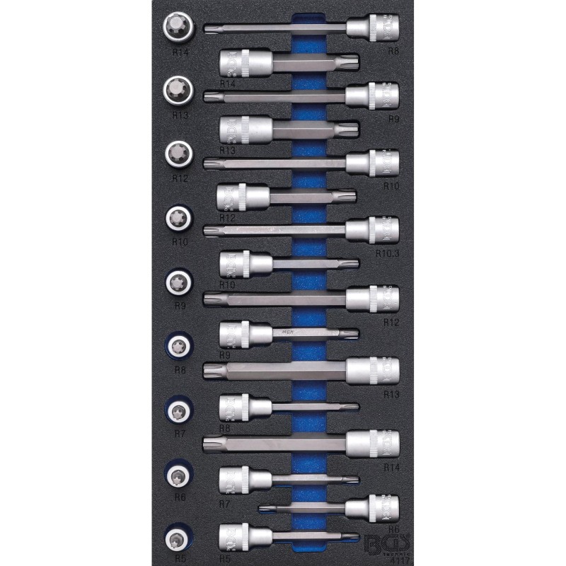Tálcás BGS Bit 1/2'' Ribe készlet M5-M14 25 db-os 1/3 - EVA tálcás
