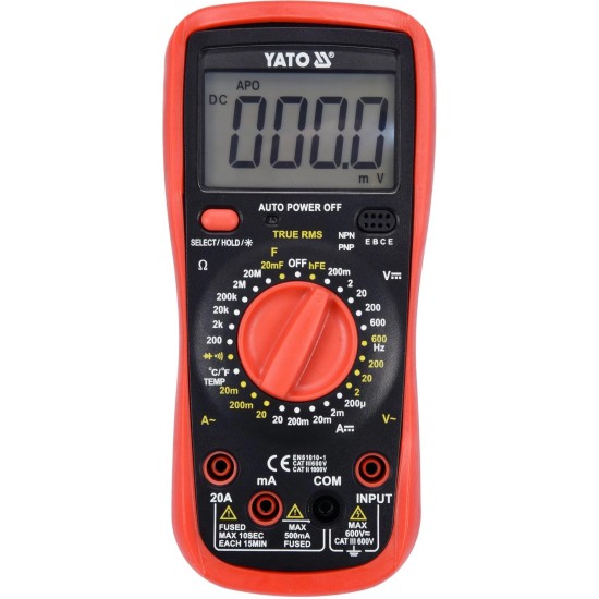Multiméter, digitális DC 600 / AC 600V - Yato