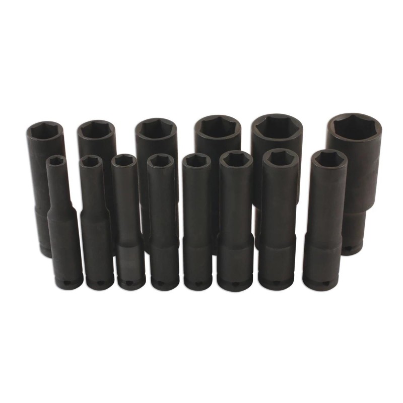 Légkulcsfej készlet 1/2'' 14 db 10-32 mm metrikus 120 mm extra hosszú kiv.