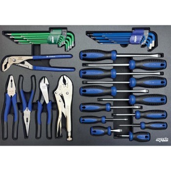 Tálcás SP Tools ''M'' Fogó + csavarhúzó készlet 35 db-os