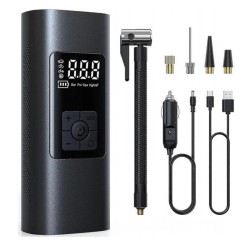 Kompresszor akkus digitális + 4db fej + lámpa + USB Power Bank - Muta