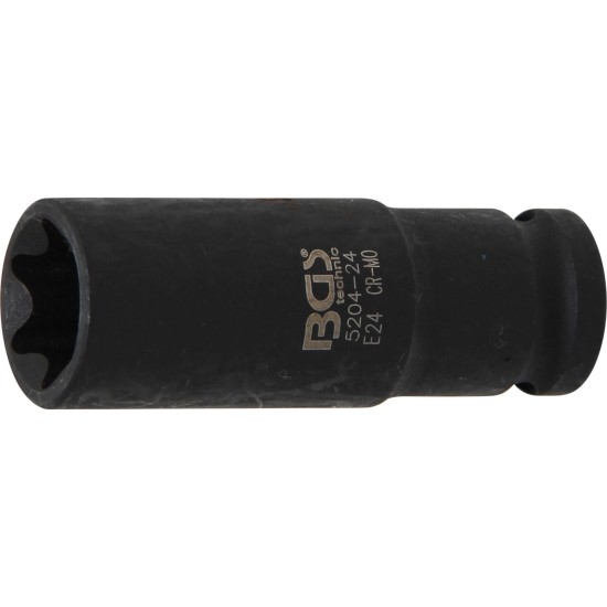Légkulcsfej 1/2'' belső E-torx E24 hosszított - BGS