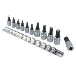 Rátűzőkulcs - crowa+bit készlet 1/4''-3/8'' Imbusz 11 db MÁGNESES - Laser