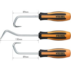 Tömítés kiszedő-kaparó szerelőkampó- 3db-os készlet - VESSEL (970HR3PBE)
