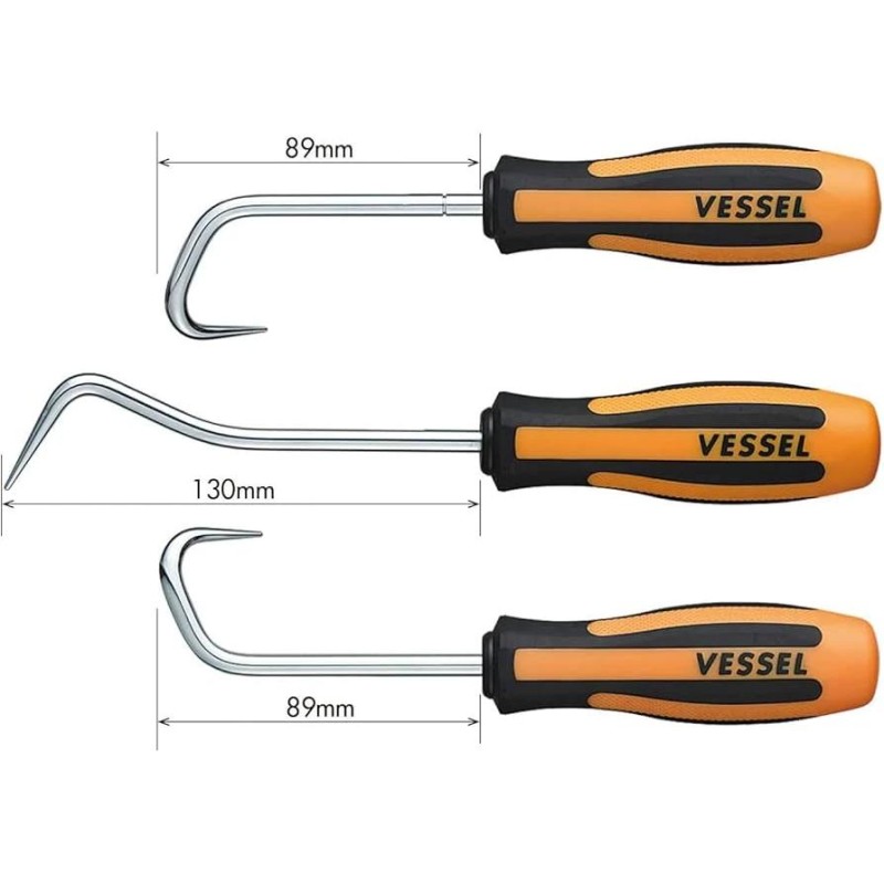 Tömítés kiszedő-kaparó szerelőkampó- 3db-os készlet - VESSEL (970HR3PBE)