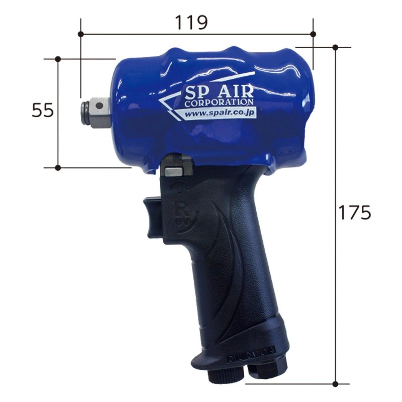 Légkulcs  1/2''  950 Nm extra rövid - VESSEL (SP-7147EXA)