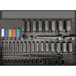 Tálcás SP Tools ''XL'' Gépi Dugókulcs készlet 1/2''-3/4'' rövid+hosszú 46 db