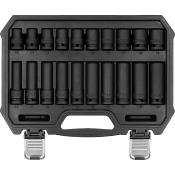 Légkulcsfej készlet 1/2'' 20 db 10-19 mm metrikus rövid és hosszú