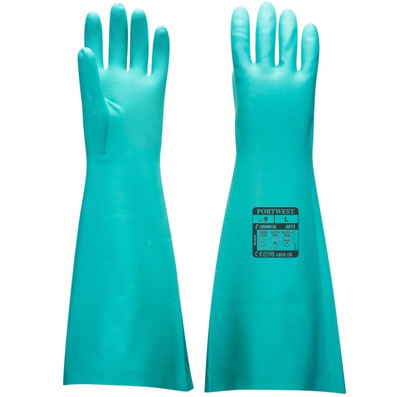 Alkatrészmosó Kesztyű 0,55 mm vastagság Nitril 48 cm  9/L - Portwest