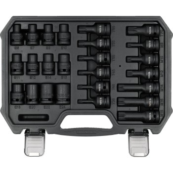 Légkulcsfej készlet 1/2'' 25 db-os Torx, E Torx, Spline