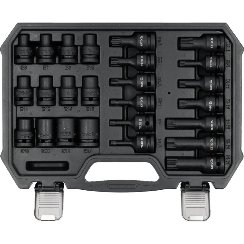 Légkulcsfej készlet 1/2'' 25 db-os Torx, E Torx, Spline