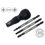 Csavarhúzó bit készlet  3 db-os 6 fej: PH1-3 PZ2-3 lapos 6 mm - Vessel (220W-3)