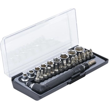 Csavarhúzó bit hajtó derékszögű +26 db duplavégű 1/4'' bit + dugó - BGS