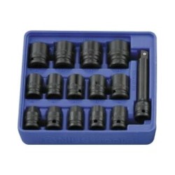 Tálcás Genius dugókulcs, gépi klt. 6 lapú normál 1/2" 15 db-os 1/6 (IS-415M)