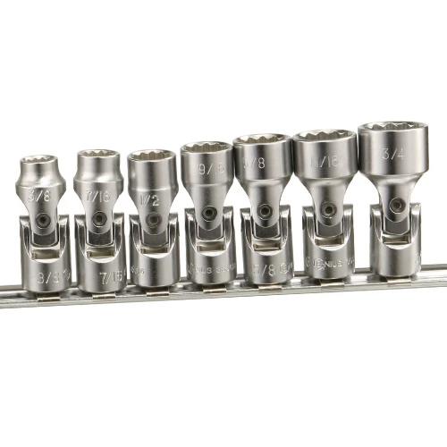 Dugókulcs - crowafej klt. 3/8" 12 sz. csuklós, COLOS 7 db-os 3/8"-3/4" (US-307S)