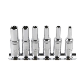 Dugókulcs - crowafej klt. 1/4" belső E-torx E4-E10 hosszú 6 db-os (BGS-6403) Dugókulcs - crowafej klt. 1/4" belső E-torx E4-E10 hosszú 6 db-os (BGS-6403)