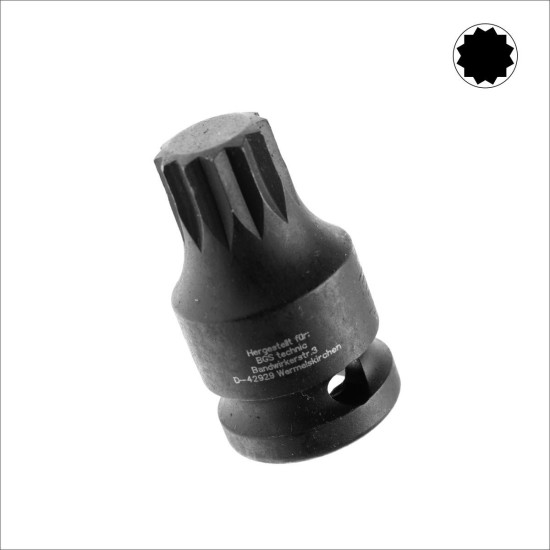 Légkulcsfej 1/2" XZN - Spline M16 rövid (BGS-5381-M16)