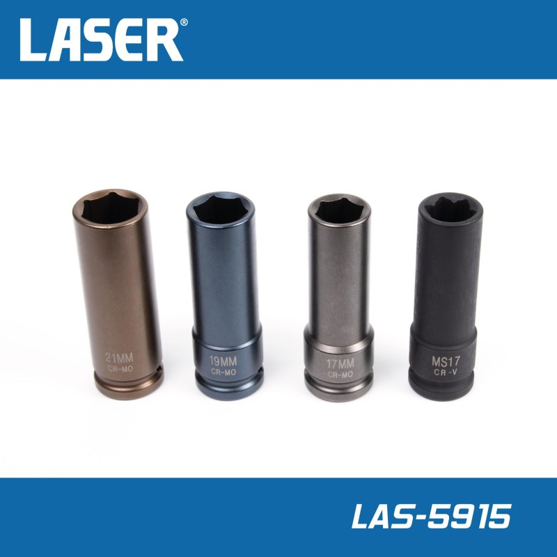 Légkulcsfej klt. 1/2" 4 db-os normál 17-19-21 + Mercedes WAF 17 mm (LAS-5915)