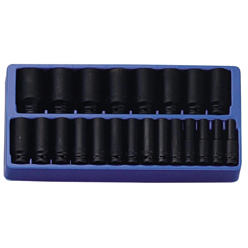 Tálcás Genius dugókulcs, gépi klt. 6 lapú h. colos 1/2 22 db-os 1/3 (DI-422S)