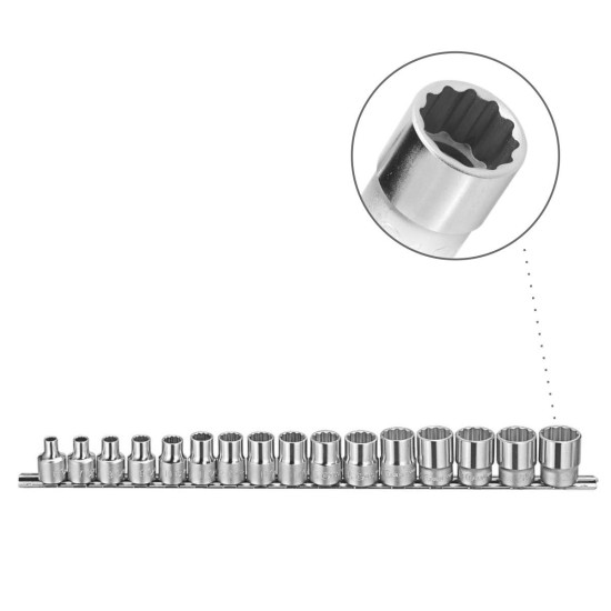 Dugókulcs - crowafej klt. 3/8" 12 sz. 6-21 mm norm. 16 db-os (TW-316M)