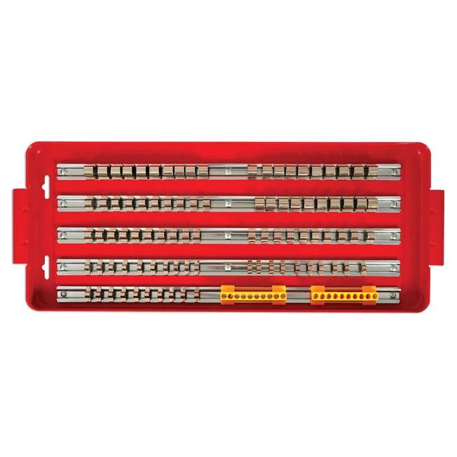 Laser Tools LAS-3747 dugókulcs tartó tálca 5 sínnel, 20 bit rekesszel